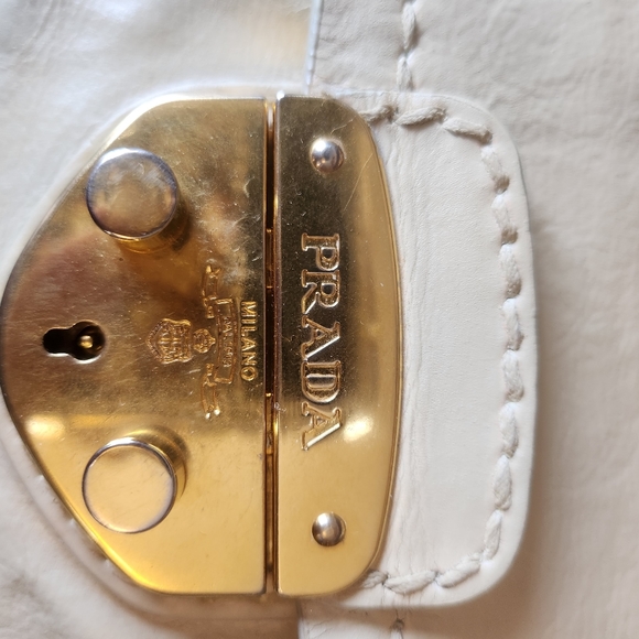 Sold Prada Glace Calf Leather Crossbody Handbag with Push Lock Chain Strap - Picture 3 of 13